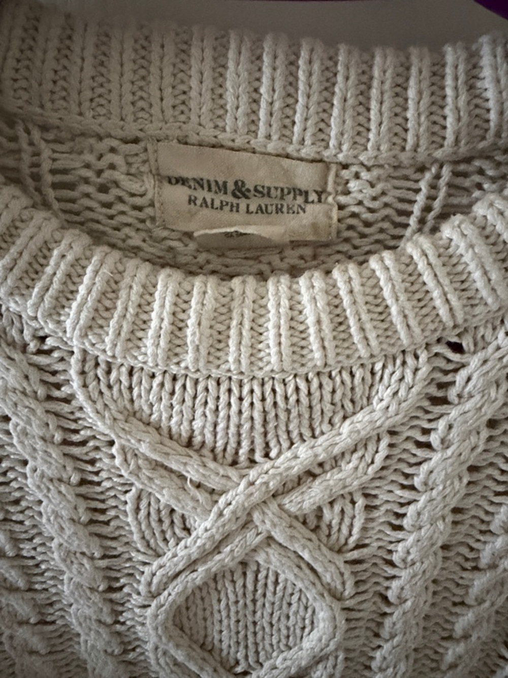 Denim & Supply Ralph Lauren Neutral Cream Cable Crew Sweater